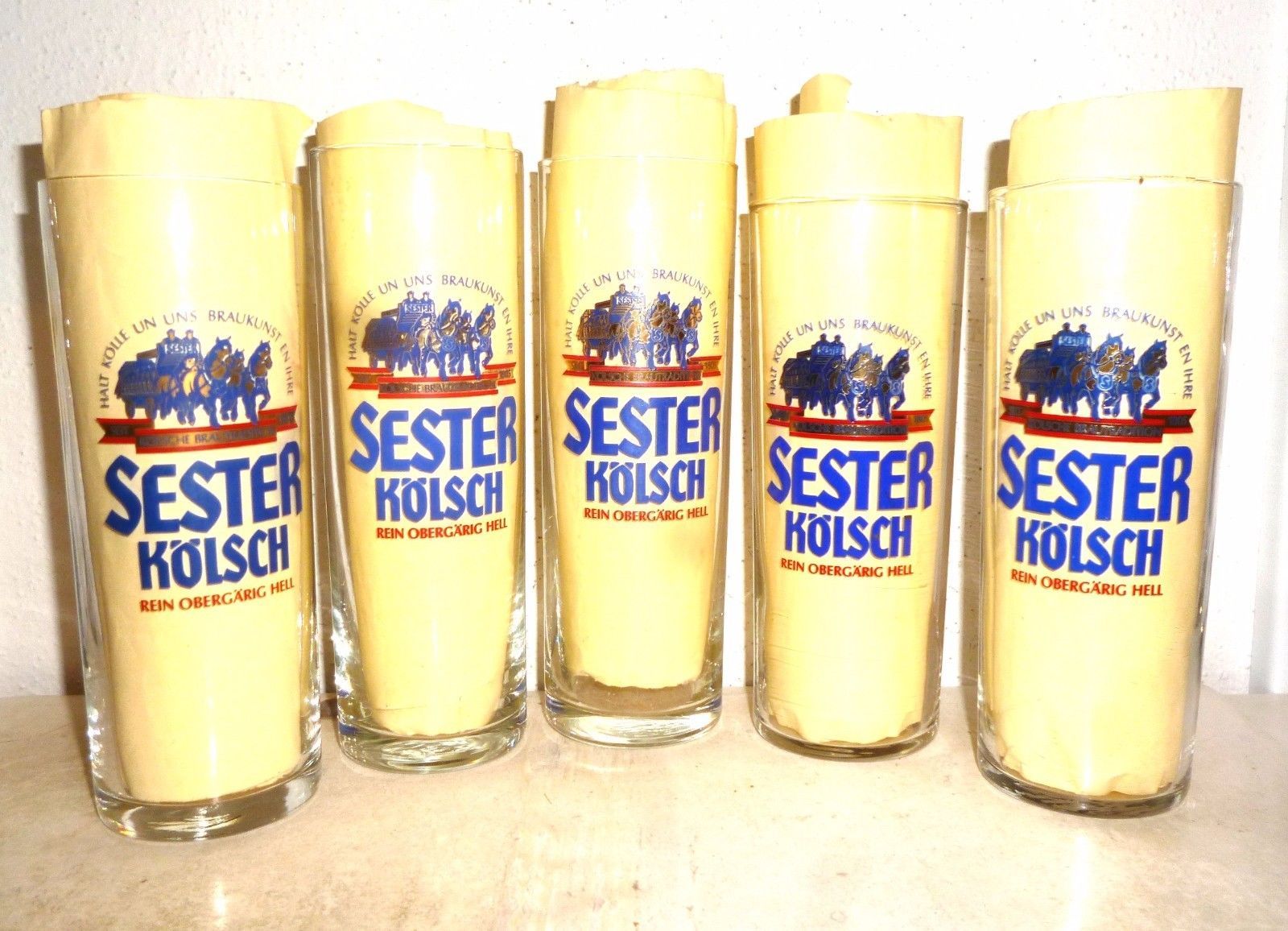 5 Sester Kolsch Cologne Varieties German Beer Glasses - Germany