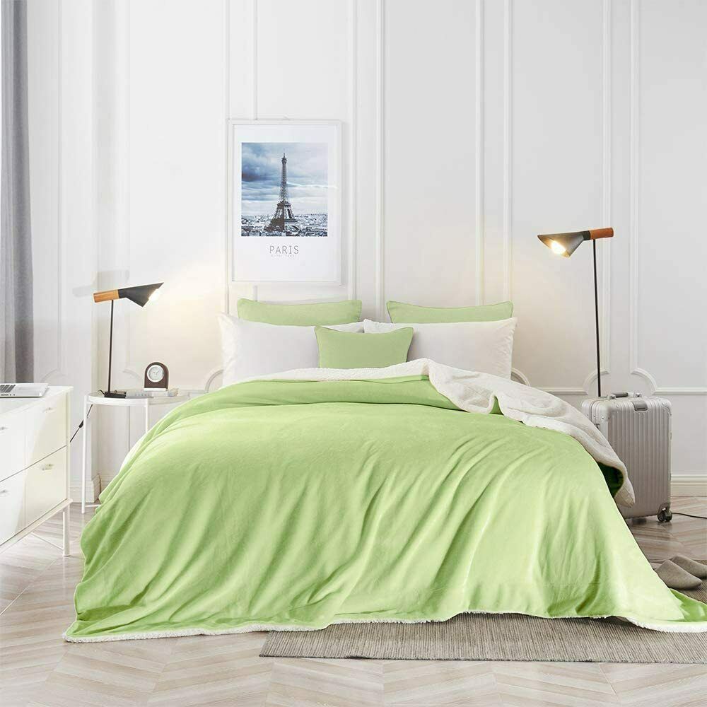 Nice Queen Blanket Plush Sherpa Fleece Green 90" x 90 ...