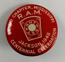 1948 Grand Chapter Mississippi Jackson Centennial Pinback St Louis Butto... - $18.69