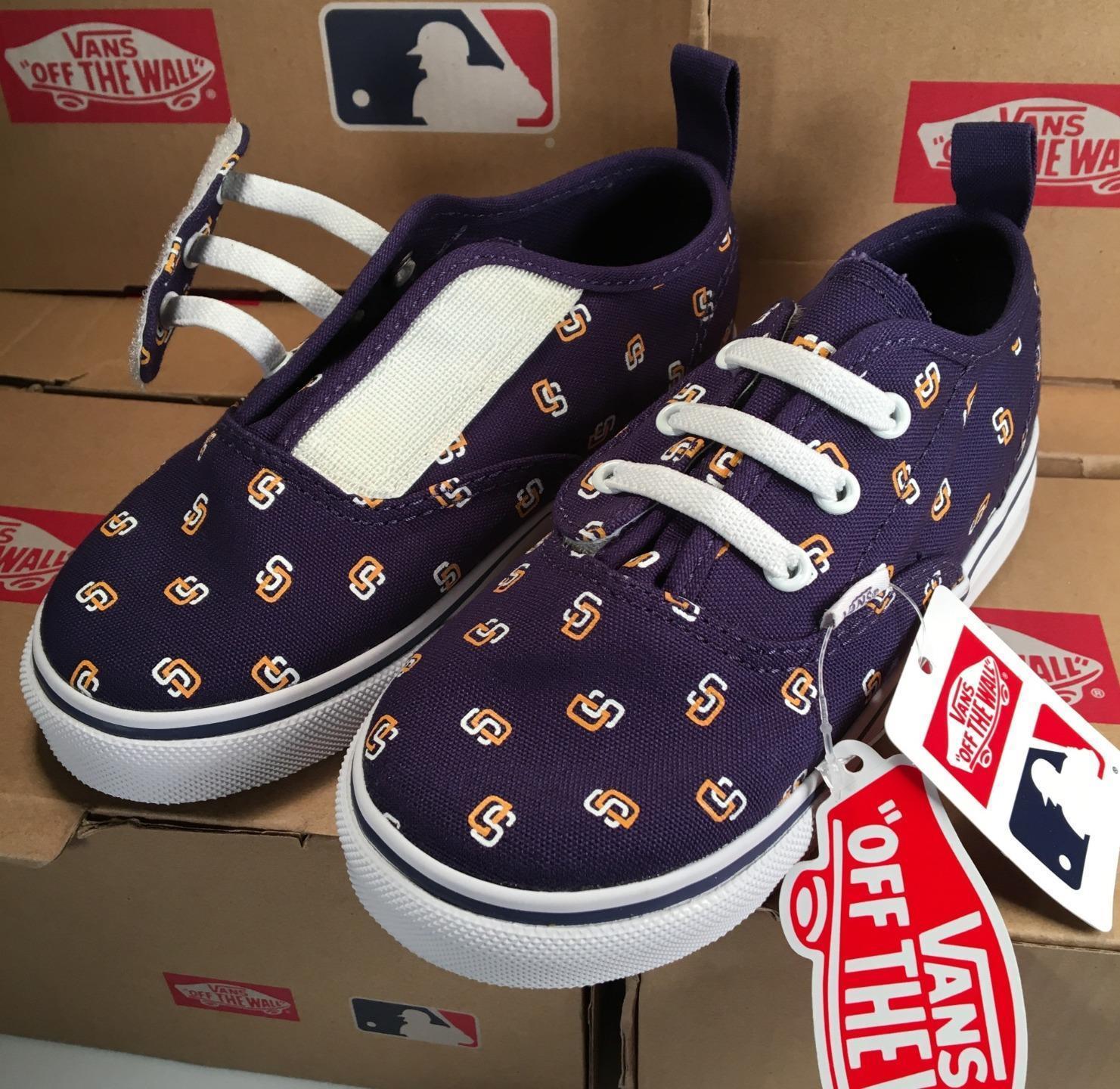 Vans San Diego Padres MLB Toddler V Lace Authentic Sneakers Laced Slip ...
