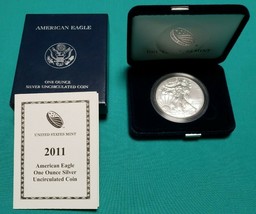 2011-(W) American Silver Eagle 1 Troy oz. .999 Fine Silver Dollar w/Box & COA - $84.15