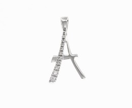18K WHITE GOLD PENDANT CHARM INITIAL A LETTER A AND CUBIC ZIRCONIA MADE IN ITALY image 1