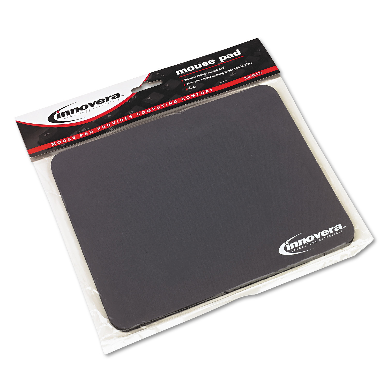 Innovera LatexFree Synthetic Rubber Mouse Pad, Gray IVR52449 Mouse