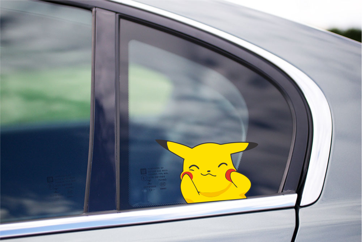 Pikachu Peeking Peek phone Car Bumper Window Vinyl Decal Anime Sticker macbook