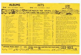 13Q WKTQ Pittsburgh VINTAGE April 2 1977 Music Survey Eagles Hotel California #1 image 1