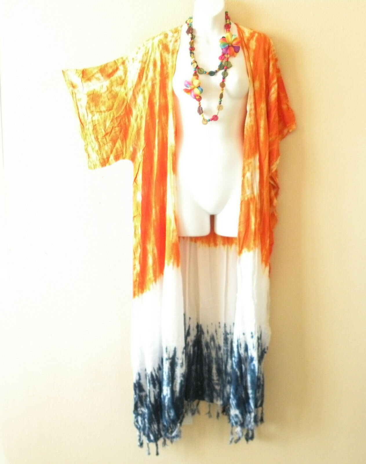 CD537 Tie Dye Kimono Batwing Cardigan Duster Open Plus Hippy Jacket CoverUp