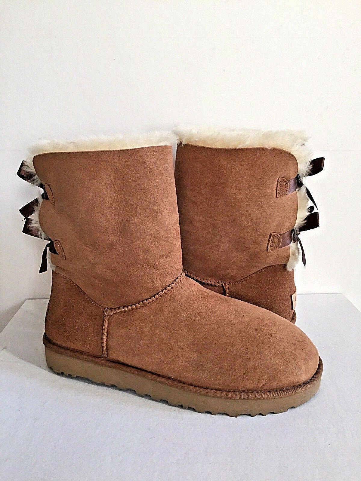 ugg bailey bow ii calf boots chestnut suede