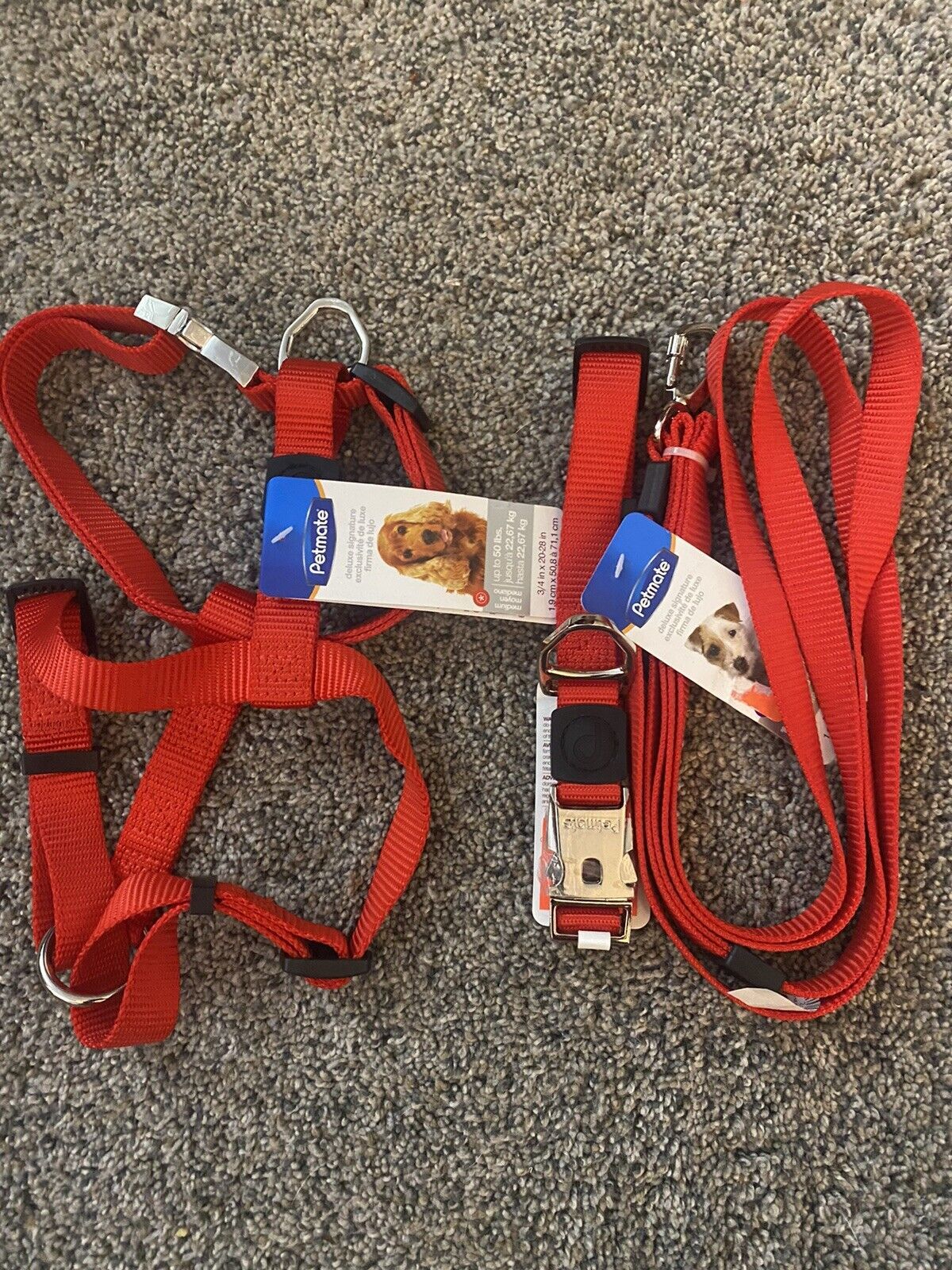 Petmate Deluxe Signature SM/MD Dog Leash, Collar & Matching Harness 3pc