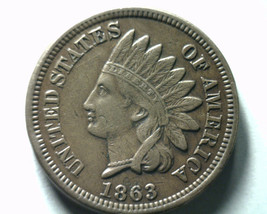 1863 INDIAN CENT PENNY EXTRA FINE XF EXTREMELY FINE EF NICE ORIGINAL COIN - $57.00