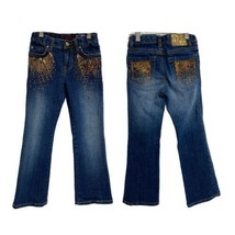 The Children's Place Bootcut Gold Sequin Denim Jeans Girl's 6X (G-1K) - $14.85