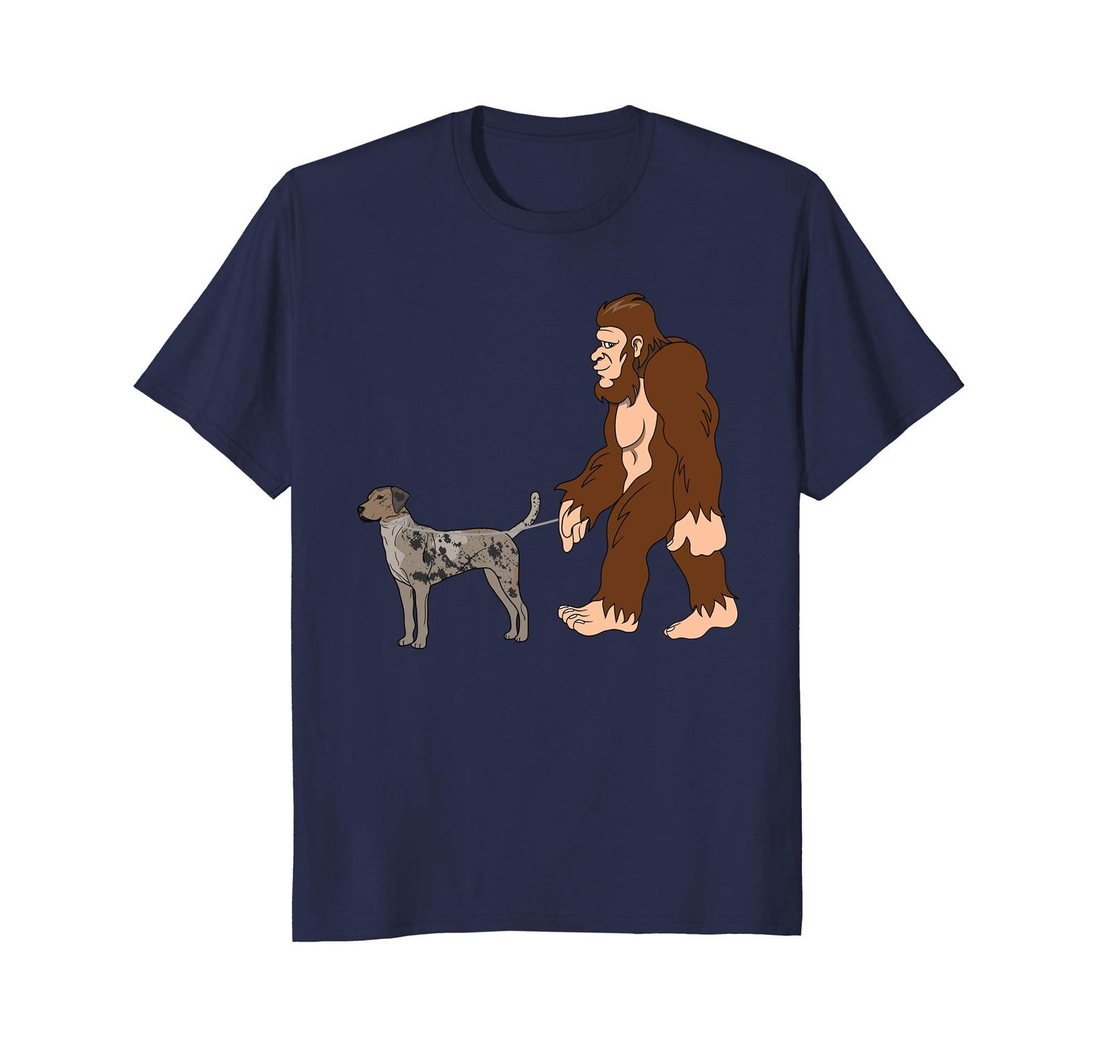 Dog Fashion - Bigfoot Walking Catahoula Leopard Dog Shirt UFO Believer Men