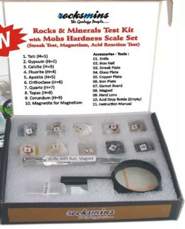 Rocks & Minerals Test Kit Streak & With Mohs Hardness Scale