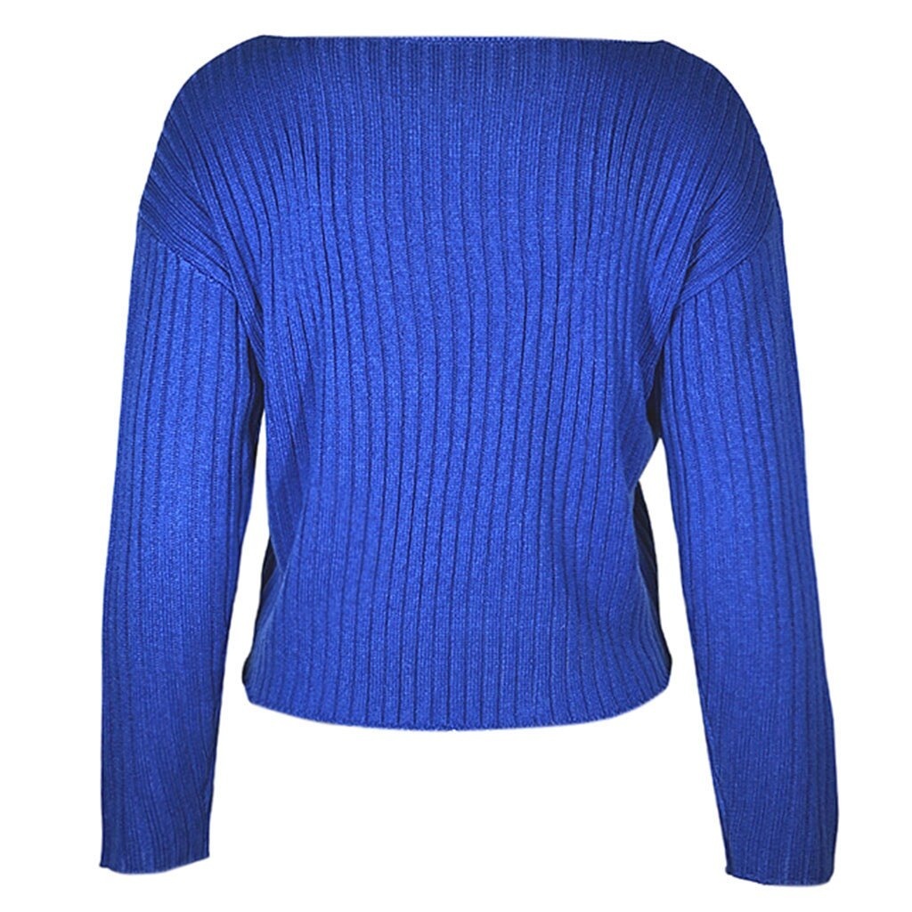 New royal blue jumper women boat neck sweater knit pullover autumn fall ...