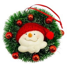 Department 56 Snowman Christmas Wreath Red Hat Hanging Ornament 3.5 inch - $18.69