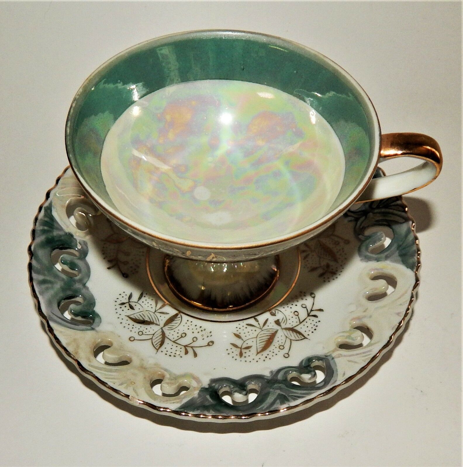Vintage Teacup Japanese Teacup Lefton Tea Cup Turquoise Teacup Antique Teacup Hand Painted Lefton Teacup Aqua Gold Teacup