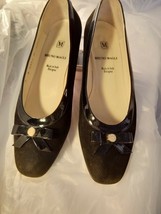 BRUNO MAGLI Women's Black Suede Patent Leather Pumps Heels Shoes 7M Orig. $575 - $68.88