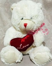 VALENTINES Goffa BEAR 6” Ivory Red HEART LOVE Plush Stuffed Animal Toy - $9.90