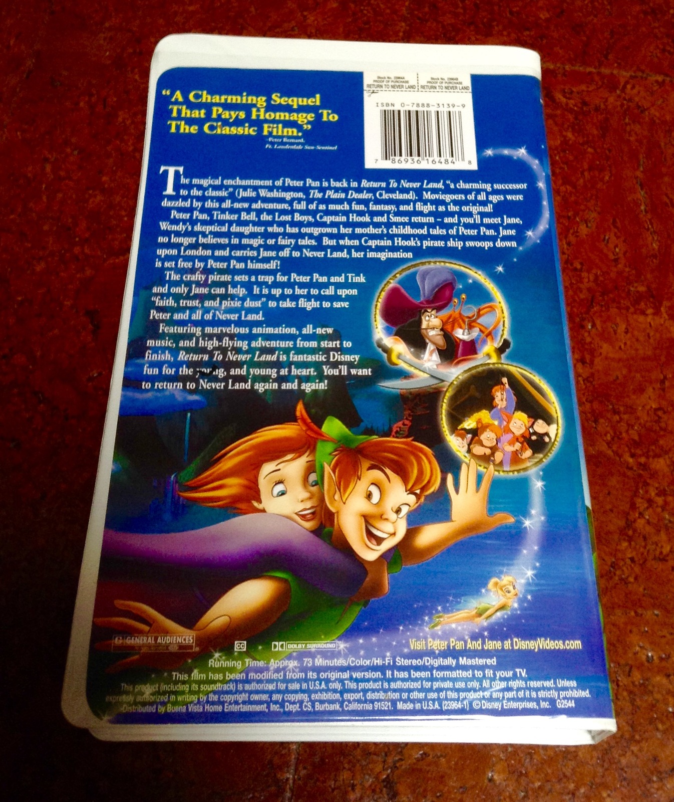 Walt Disney PETER PAN in Return to Never Land VHS Video Tape, Animated ...