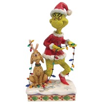 Jim Shore Grinch and Max Wrapped in Lights Grinch Collection 8.25" High #6010779 image 1