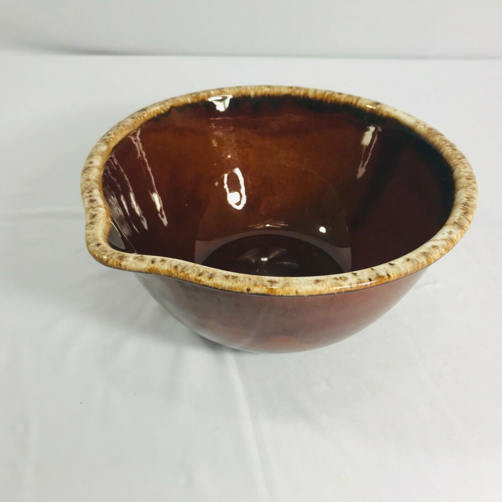 Lot Of 3 USA HP Co Hull Oven Proof Stacking Bowls Brown Drip Glaze MCM