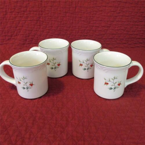 Pfaltzgraff Winterberry Coffee Mugs, Set of 4 New Cups Green Rim in ...