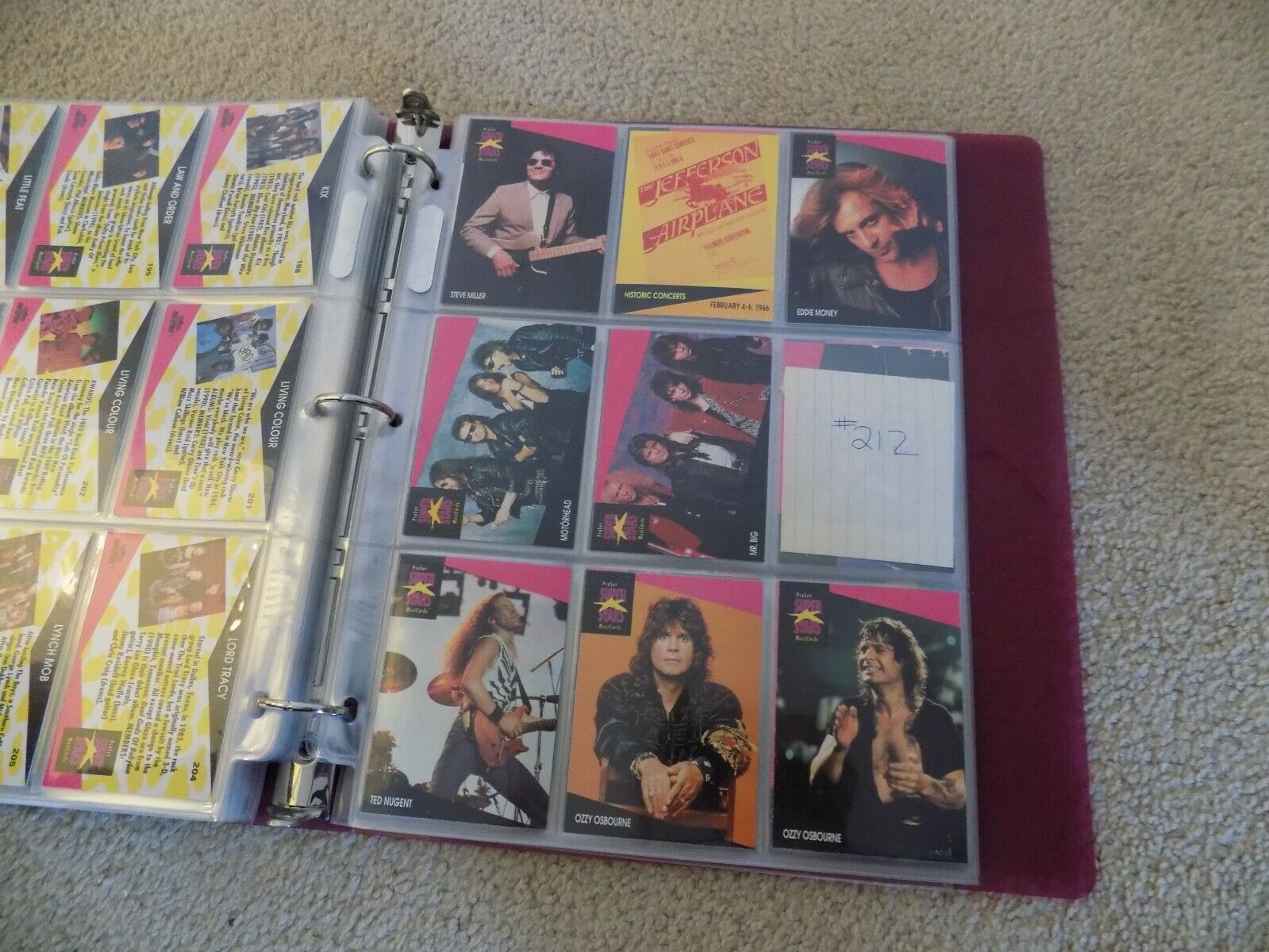 Vintage 260 Card Album Pro Set Superstars Music Cards 2 Short Of 