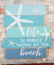 Ebros Nautical Life Is Simply Better At The Beach Starfish Wooden WallDe... - $26.99