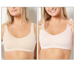 Cuddl Duds 2 Pack Smooth Micro Lined Scoop Bra (Frappe/RoseDust, 3X) A46... - $25.59