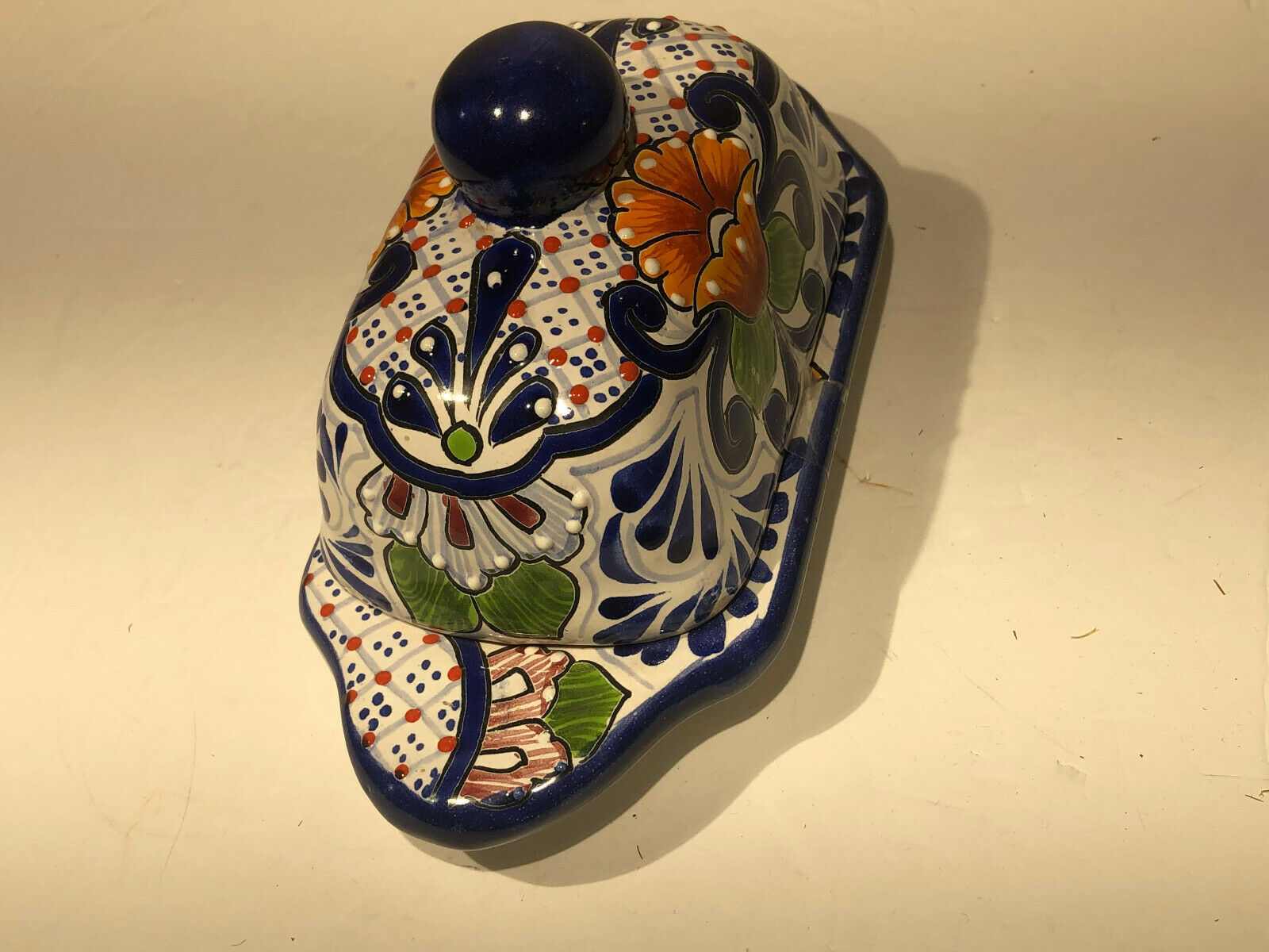 Talavera Mexican Pottery BUTTER DISH 9" Oval Rectangle Hand painted