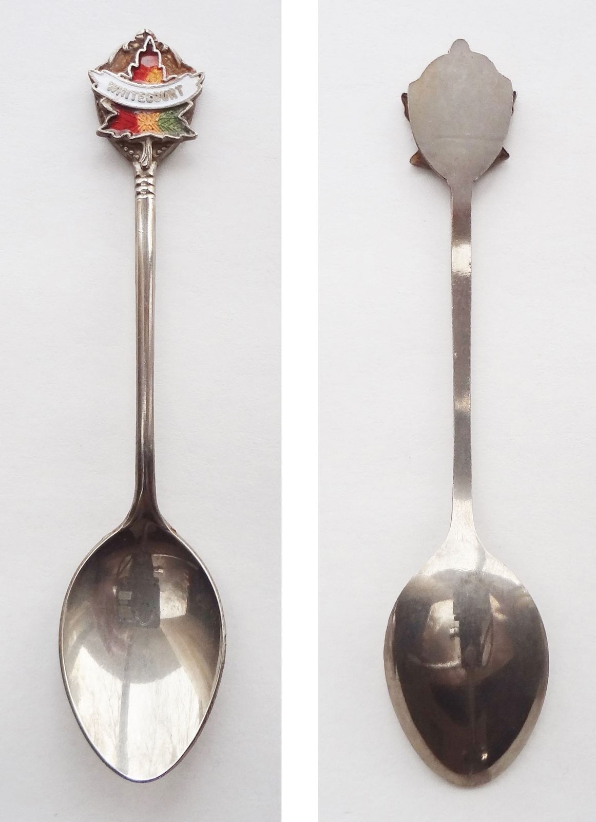 Collector Souvenir Spoon Canada Alberta Whitecourt Maple Leaf Cloisonne