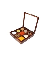 Wooden Spice Box Indian Masala Dabba Container Kitchen Box for Spices with 9 com - $57.99
