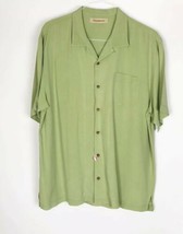 Tommy Bahama Mens Button Down Shirt Size XL Short Sleeve 100% Silk Green - $29.70