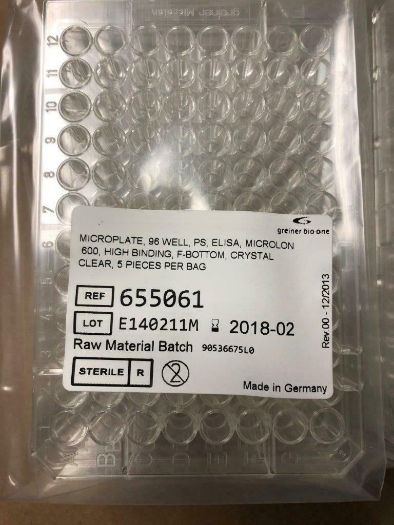 Greiner BioOne 96 Well Plates. High Binding, Flat Bottom. Lot of 20