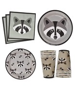 Woodland Raccoon Party Supplies Tableware Set 24 9&quot; Paper Plates 24 7&quot; - $38.79