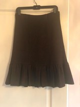 EUC NANETTE LEPORE Wool Blend Tweed Brown Ruffle Bottom Skirt SZ S - $58.41