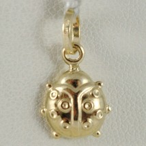 18K YELLOW GOLD ROUNDED LADYBUG PENDANT CHARM 18MM SMOOTH LADYBIRD MADE IN ITALY image 1