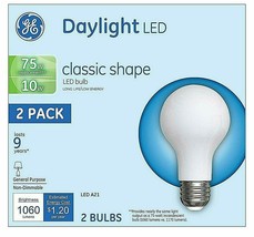 2 Pack GE Daylight LED Classic Shape Bulbs 10 Watt 75 Watt Replacement A21 - $10.39
