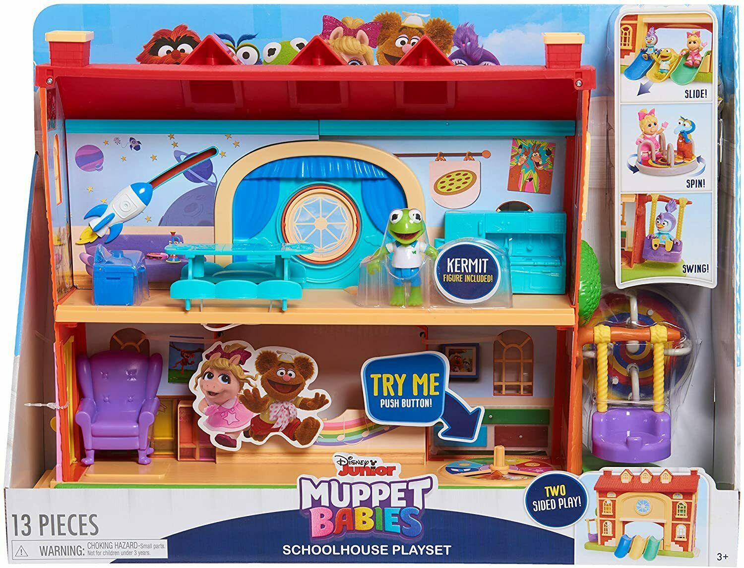 Disney Junior Muppet Babies Schoolhouse Playset with Kermit + Piggy ...