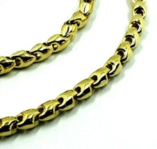 18K YELLOW GOLD BRACELET 4mm TUBE ROUNDED DROP LINK, MADE IN ITALY, 21cm 8.3" image 2