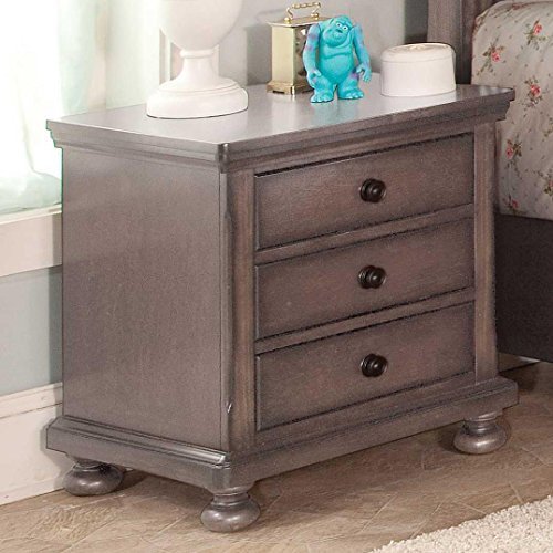 NCF Furniture Alabaster Youth Nightstand in Rustic Pewter Finish