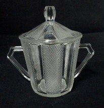 Jeannette Glass Dewdrop Covered Sugar Bowl Vintage 1950s Clear 5 and Half Tall - $18.99