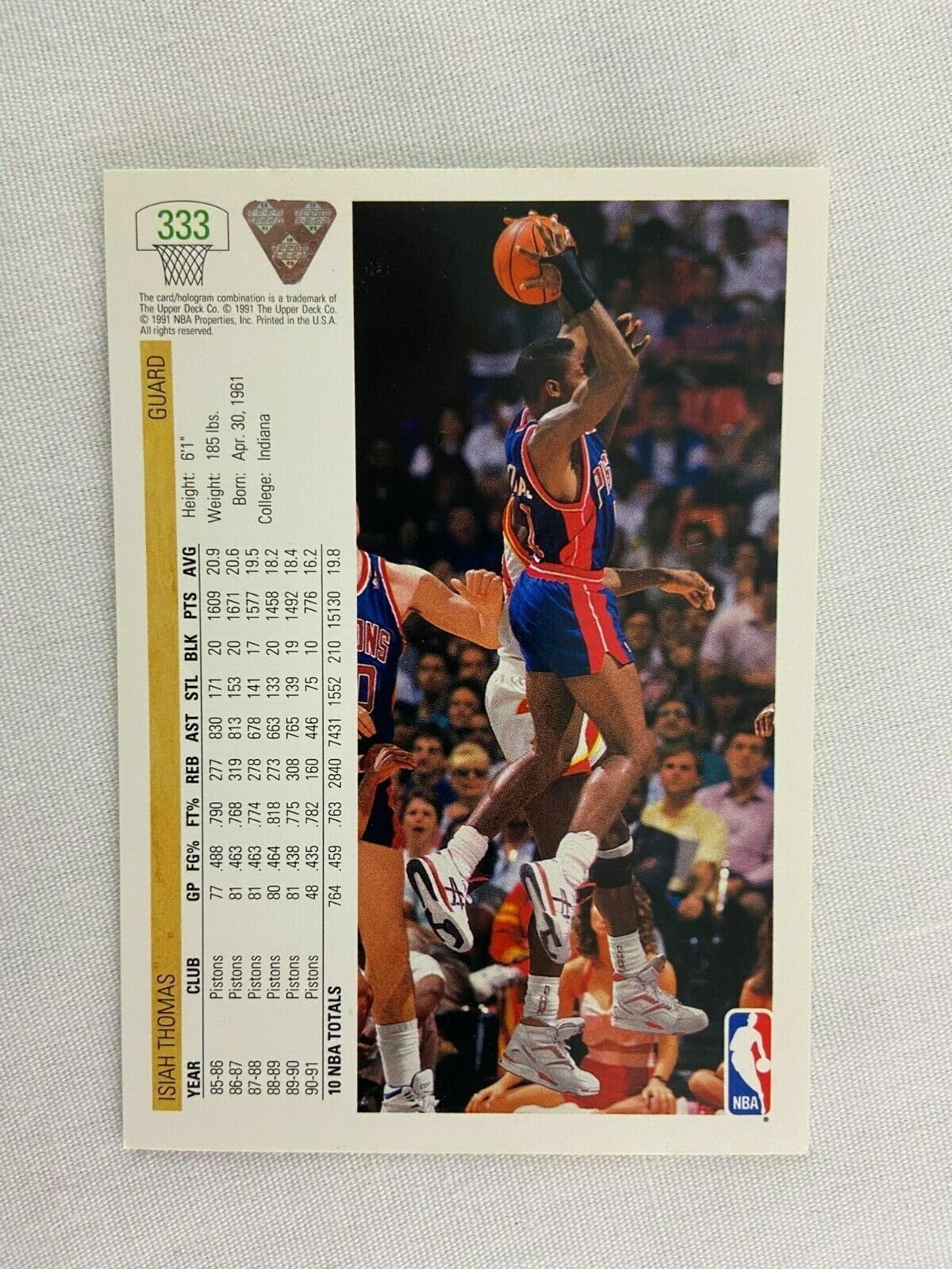 Isiah Thomas Detroit Pistons 1991 Upper Deck Basketball Card 333
