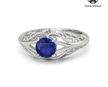 Round blue sapphire palladium ring thumb155 crop