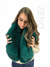 Electric Green Fox Fur Stole 47' (120cm) Saga Furs Fox Collar Fur Scarf image 4