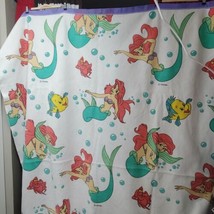VTG The Little Mermaid Disney Purple Satin Trim Blanket Ariel Flounder 6... - $34.65