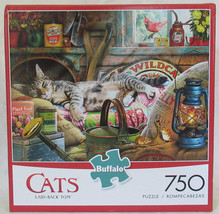 Buffalo Games 750 Piece Puzzle CATS LAID-BACK TOM Tabby Cat in Shed - $34.55