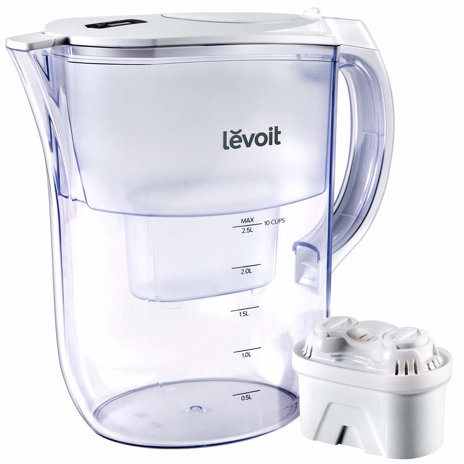 LEVOIT Water Filter Pitcher, Purifier with Large 10 Cup / 2.5L