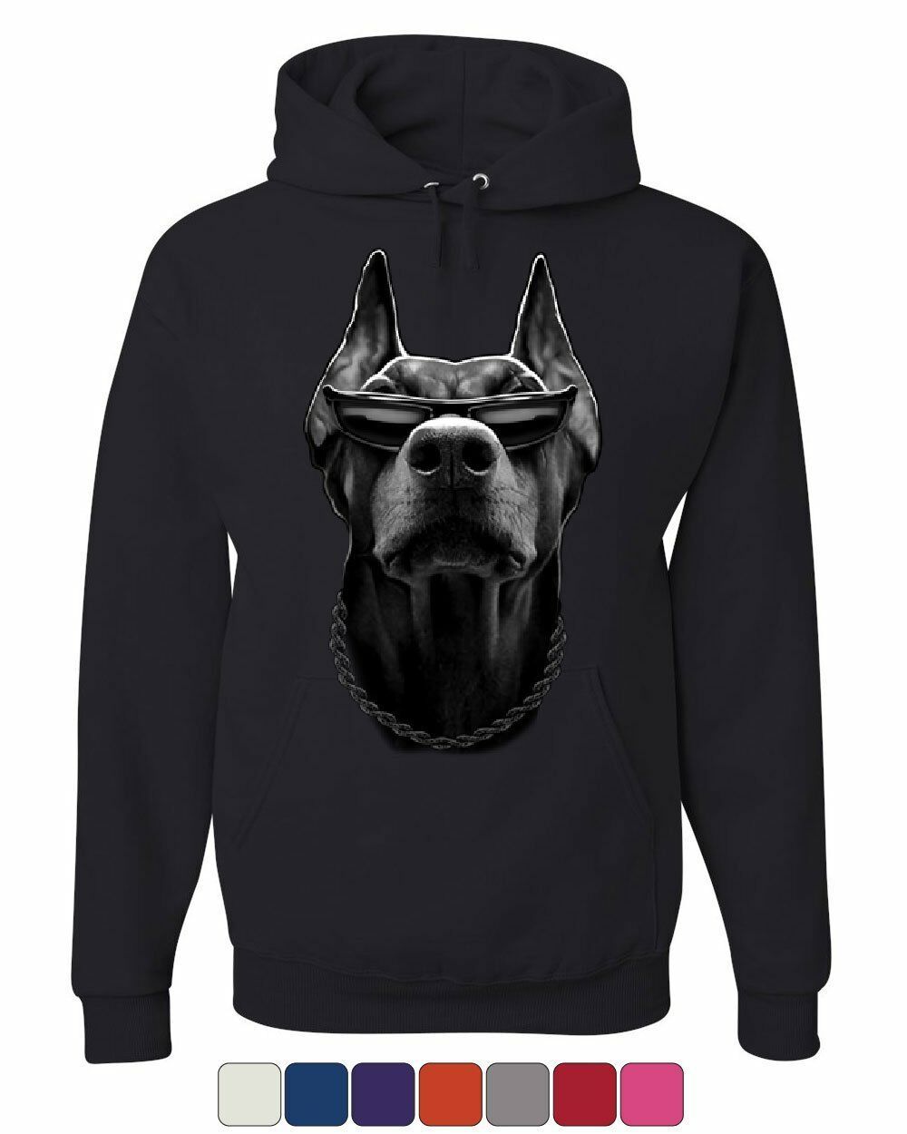 Gangsta Doberman with Glasses Hoodie Pet Dog Lovers Swag Badass ...