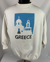 Vintage Greece Sweatshirt Crewneck Tourist Logo White USA 80s 90s XL - $29.99