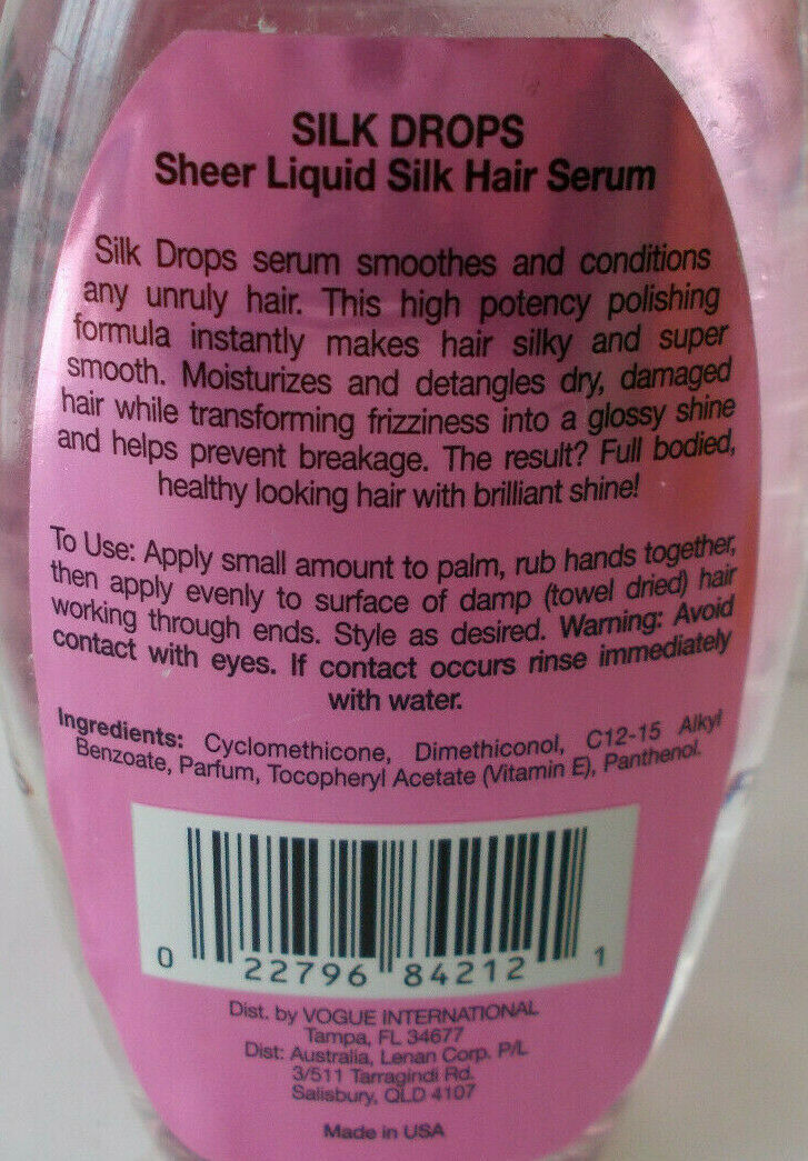 FX Silk Drops Hair Serum Liquid Sheer Gloss Tames Frizz Smooths Unruly ...